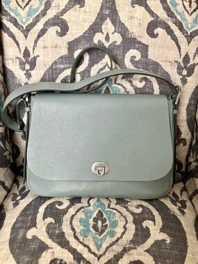 Fossil Minimalist Structured Shoulder Bag in Soft Blue Leather